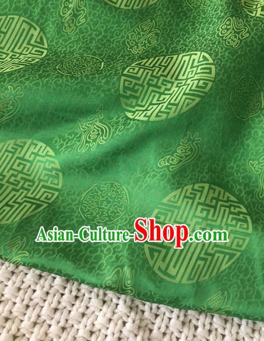 Asian Chinese Classical Design Pattern Green Brocade Traditional Cheongsam Satin Fabric Tang Suit Silk Material