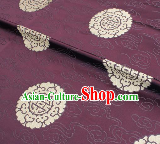 Asian Chinese Classical Round Design Pattern Brown Brocade Traditional Tibetan Robe Satin Fabric Silk Material
