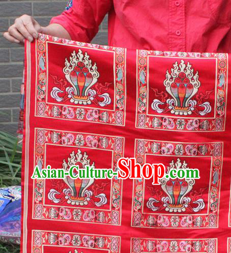 Asian Chinese Classical Buddhism Pattern Red Nanjing Brocade Traditional Tibetan Robe Satin Fabric Silk Material