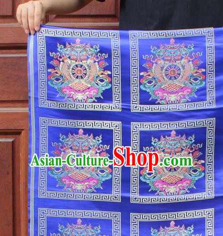 Asian Chinese Classical Religious Buddhism Pattern Royalblue Nanjing Brocade Traditional Tibetan Robe Satin Fabric Silk Material