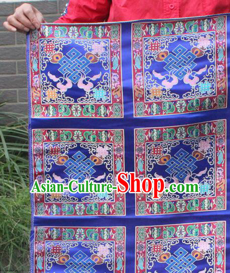 Asian Chinese Classical Buddhism Lucky Pattern Royalblue Nanjing Brocade Traditional Tibetan Robe Satin Fabric Silk Material