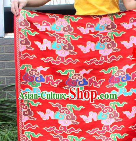 Asian Chinese Classical Buddhism Clouds Pattern Red Nanjing Brocade Traditional Tibetan Robe Satin Fabric Silk Material