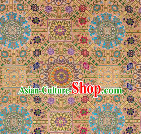 Asian Chinese Classical Buddhism Lotus Pattern White Nanjing Brocade Traditional Tibetan Robe Satin Fabric Silk Material