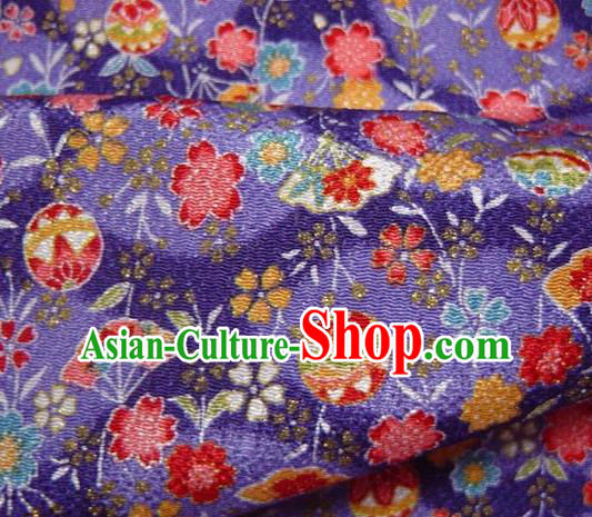 Asian Traditional Classical Sakura Pattern Purple Tapestry Satin Brocade Fabric Japanese Kimono Silk Material