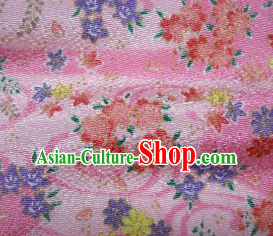 Asian Traditional Classical Oriental Cherry Pattern Pink Tapestry Satin Brocade Fabric Japanese Kimono Silk Material