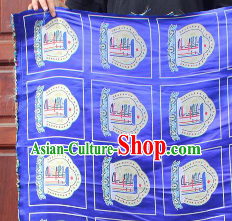 Asian Chinese Classical Buddhism Pattern Royalblue Nanjing Brocade Traditional Tibetan Robe Satin Fabric Silk Material