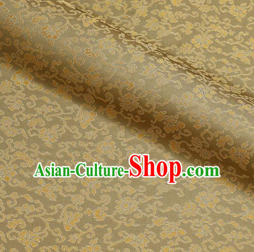 Asian Traditional Classical Acanthus Pattern Golden Brocade Fabric Japanese Kimono Satin Silk Material