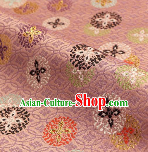 Asian Traditional Classical Pattern Nishijin Pink Brocade Fabric Japanese Kimono Satin Silk Material