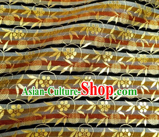 Asian Traditional Classical Bamboo Leaf Pattern Tapestry Satin Nishijin Brocade Fabric Japanese Kimono Silk Material