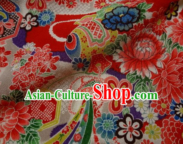 Asian Traditional Classical Flowers Pattern Purple Tapestry Satin Nishijin Brocade Fabric Japanese Kimono Silk Material
