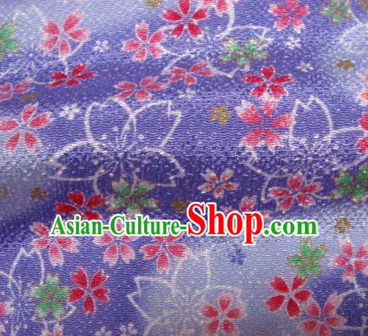 Asian Traditional Classical Sakura Pattern Purple Tapestry Satin Nishijin Brocade Fabric Japanese Kimono Silk Material