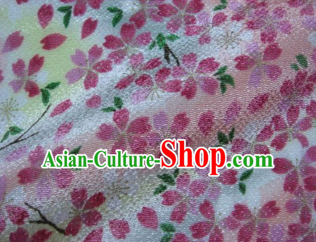 Asian Traditional Classical Sakura Pattern Pink Tapestry Satin Nishijin Brocade Fabric Japanese Kimono Silk Material