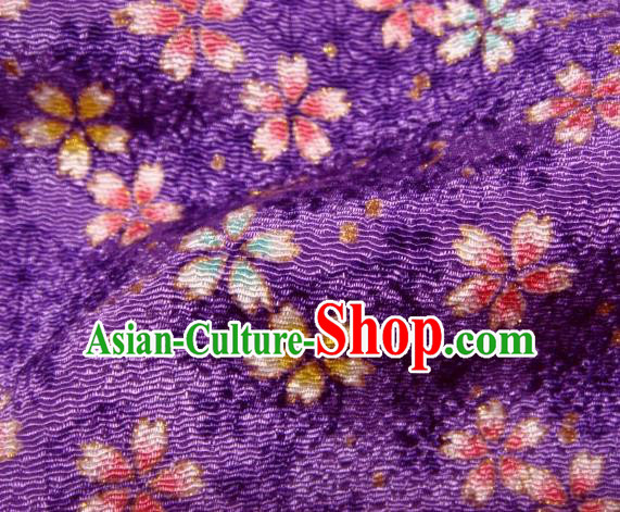 Asian Traditional Kimono Classical Sakura Pattern Purple Brocade Tapestry Satin Fabric Japanese Silk Material