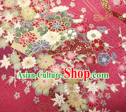 Asian Traditional Kimono Classical Sakura Pattern Rosy Nishijin Brocade Tapestry Satin Fabric Japanese Silk Material