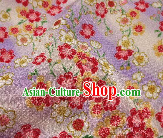 Asian Traditional Classical Sakura Pattern Violet Brocade Tapestry Satin Fabric Japanese Kimono Silk Material