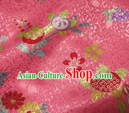 Asian Traditional Kimono Classical Oranger Blossom Pattern Pink Damask Brocade Fabric Japanese Kyoto Tapestry Satin Silk Material