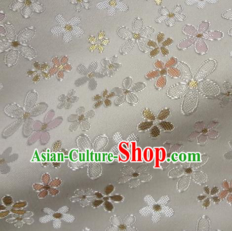 Asian Traditional Damask Classical Sakura Pattern White Brocade Fabric Japanese Kimono Tapestry Satin Silk Material