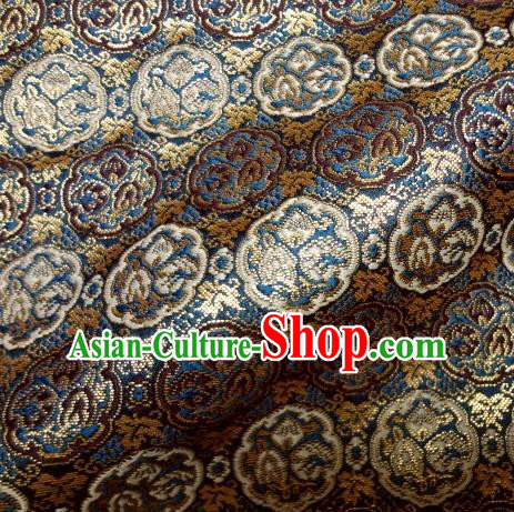 Asian Traditional Baldachin Classical Pattern Black Brocade Fabric Japanese Kimono Tapestry Satin Silk Material