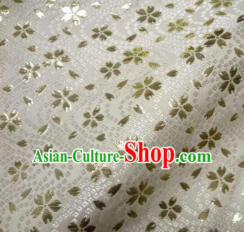 Asian Traditional Baldachin Classical Sakura Pattern White Brocade Fabric Japanese Kimono Tapestry Satin Silk Material