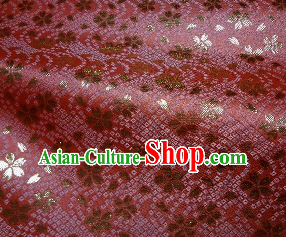 Asian Traditional Baldachin Classical Sakura Pattern Rosy Brocade Fabric Japanese Kimono Tapestry Satin Silk Material