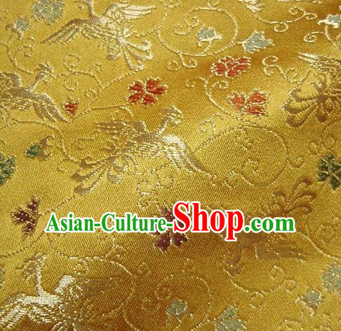 Asian Traditional Baldachin Classical Phoenix Pattern Golden Brocade Fabric Japanese Kimono Tapestry Satin Silk Material