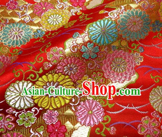 Asian Traditional Classical Pattern Damask Red Brocade Fabric Japanese Kimono Tapestry Satin Silk Material