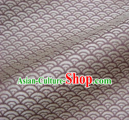 Asian Traditional Kimono Classical Waves Pattern Purple Damask Brocade Fabric Japanese Kyoto Tapestry Satin Silk Material