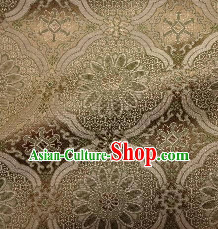 Asian Traditional Kimono Classical Pattern Bronze Damask Brocade Fabric Japanese Kyoto Tapestry Satin Silk Material