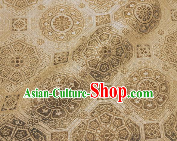 Asian Traditional Kimono Classical Pattern Golden Damask Brocade Fabric Japanese Kyoto Tapestry Satin Silk Material