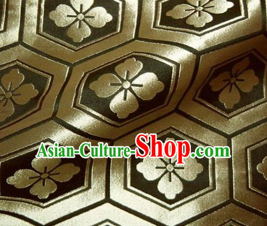 Asian Traditional Kyoto Kimono Classical Tortoise Shell Pattern Black Damask Brocade Fabric Japanese Tapestry Satin Silk Material