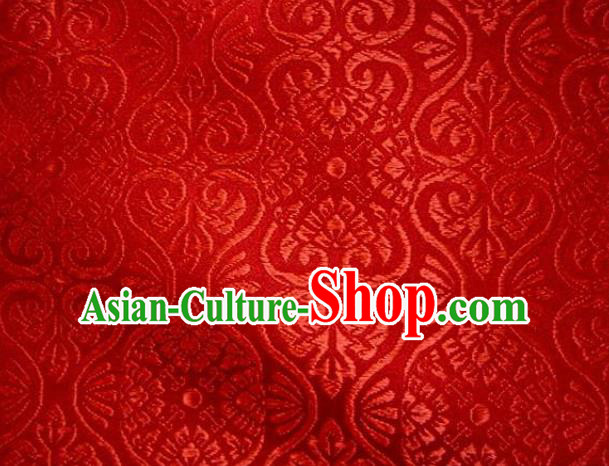 Asian Traditional Kyoto Kimono Brocade Classical Pattern Red Damask Fabric Japanese Tapestry Satin Silk Material