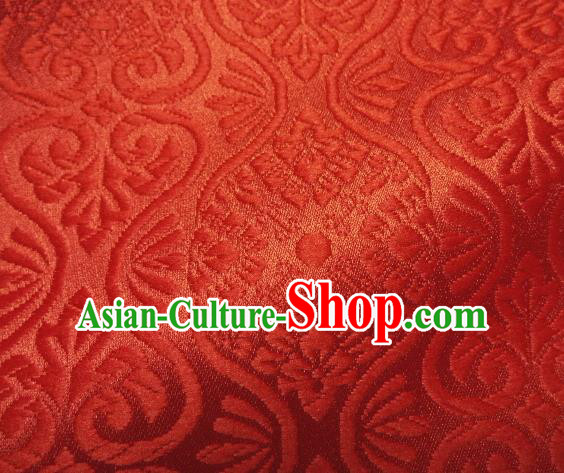 Asian Traditional Kyoto Kimono Brocade Classical Pattern Light Red Damask Fabric Japanese Tapestry Satin Silk Material