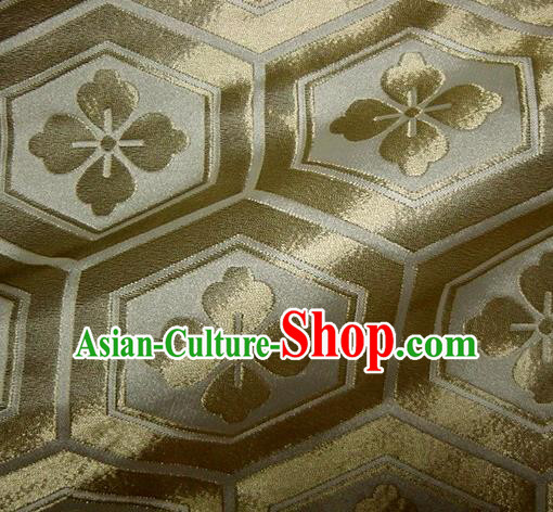 Asian Traditional Kyoto Kimono Classical Tortoise Shell Pattern Golden Damask Brocade Fabric Japanese Tapestry Satin Silk Material