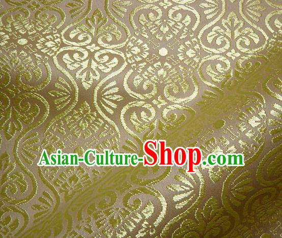 Asian Traditional Kyoto Kimono Brocade Classical Pattern Yellow Damask Fabric Japanese Tapestry Satin Silk Material