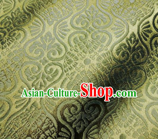 Asian Traditional Kyoto Kimono Brocade Classical Pattern Green Damask Fabric Japanese Tapestry Satin Silk Material