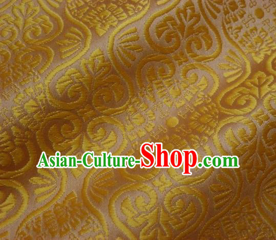 Asian Traditional Kyoto Kimono Brocade Classical Pattern Golden Damask Fabric Japanese Tapestry Satin Silk Material