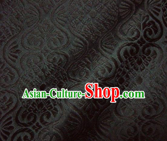 Asian Traditional Kyoto Kimono Brocade Classical Pattern Black Damask Fabric Japanese Tapestry Satin Silk Material