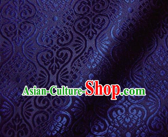 Asian Traditional Kyoto Kimono Brocade Classical Pattern Royalblue Damask Fabric Japanese Tapestry Satin Silk Material