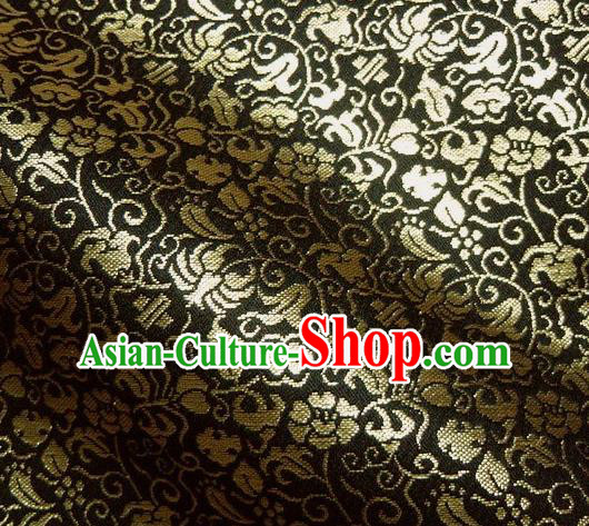 Asian Traditional Kyoto Kimono Classical Pattern Black Damask Brocade Fabric Japanese Tapestry Satin Silk Material