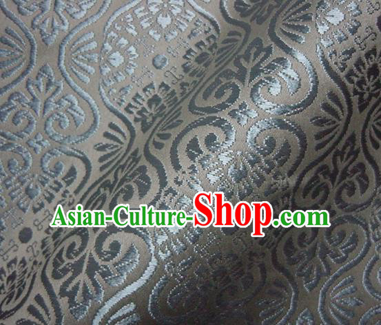 Asian Traditional Kyoto Kimono Brocade Classical Pattern Grey Damask Fabric Japanese Tapestry Satin Silk Material