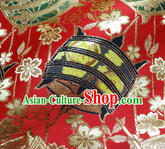 Asian Traditional Kyoto Kimono Brocade Classical Pattern Red Damask Fabric Japanese Tapestry Satin Silk Material