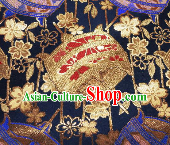 Asian Traditional Kyoto Kimono Brocade Classical Pattern Black Damask Fabric Japanese Tapestry Satin Silk Material