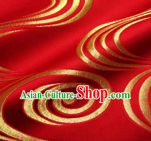 Asian Traditional Red Brocade Japanese Kimono Classical Pattern Damask Fabric Tapestry Satin Silk Material