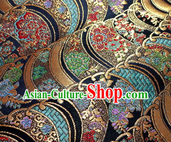 Asian Traditional Damask Brocade Fabric Japanese Kimono Classical Wave Pattern Tapestry Satin Silk Material