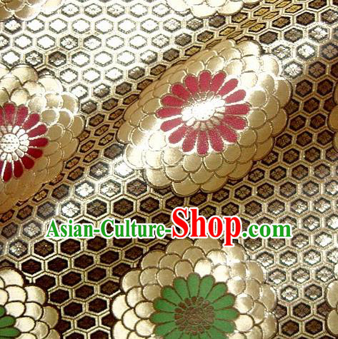 Asian Traditional Classical Chrysanthemum Pattern Damask Brocade Fabric Japanese Kimono Tapestry Satin Silk Material