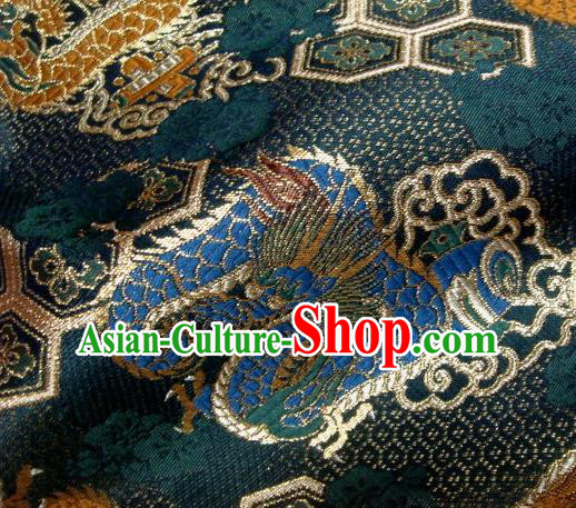 Asian Traditional Baldachin Classical Dragon Pattern Atrovirens Brocade Fabric Japanese Kimono Tapestry Satin Silk Material