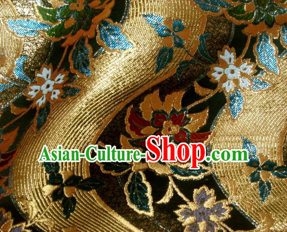 Asian Japanese Traditional Brocade Classical Hothouse Flower Pattern Baldachin Fabric Kimono Tapestry Satin Silk Material