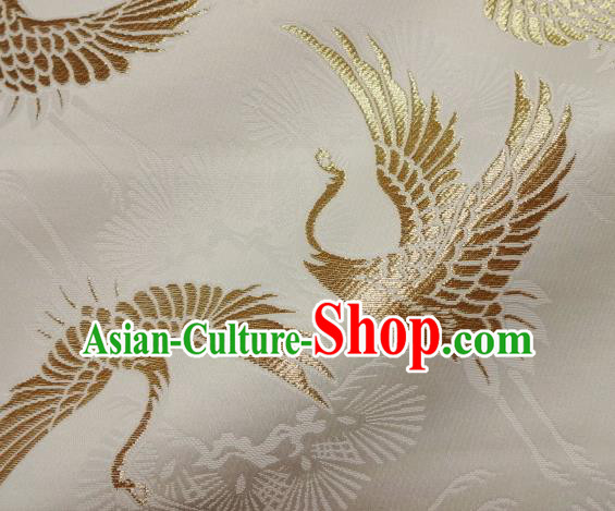 Asian Traditional Japanese Kimono Classical Golden Cranes Pattern Tapestry Satin Brocade Fabric Baldachin Silk Material