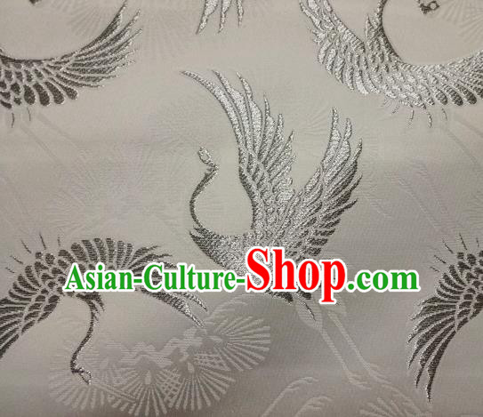 Asian Traditional Japanese Kimono Classical Cranes Pattern Tapestry Satin Brocade Fabric Baldachin Silk Material