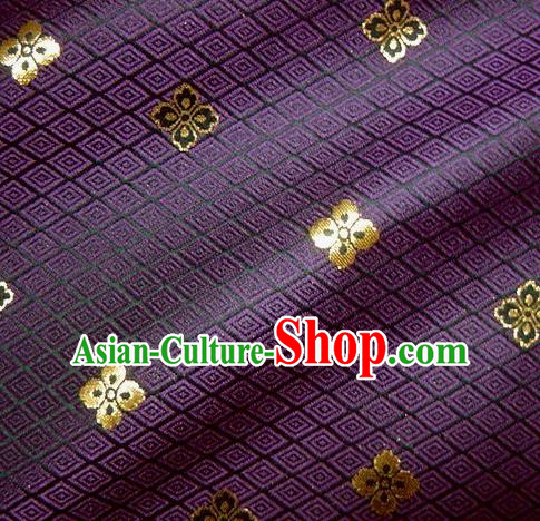 Asian Traditional Japanese Kimono Classical Flowers Pattern Purple Brocade Tapestry Satin Fabric Baldachin Silk Material